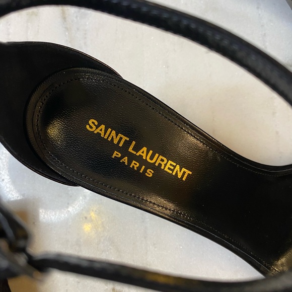 YSL Saint Laurent Black Strappy Stiletto Heels Womens Shoes 40.5 / 10 US NWT - Picture 5 of 13